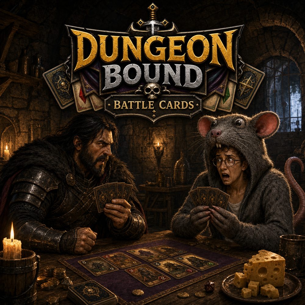 Dungeon Bound Battle Cards tabletop scene