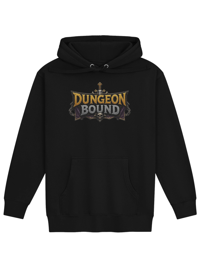 Black Dungeon Bound hoodie with the Dungeon Bound logo