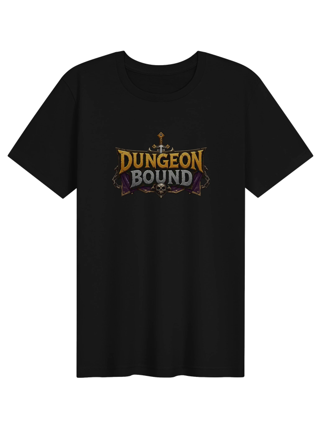 Black Dungeon Bound T-shirt with the Dungeon Bound logo